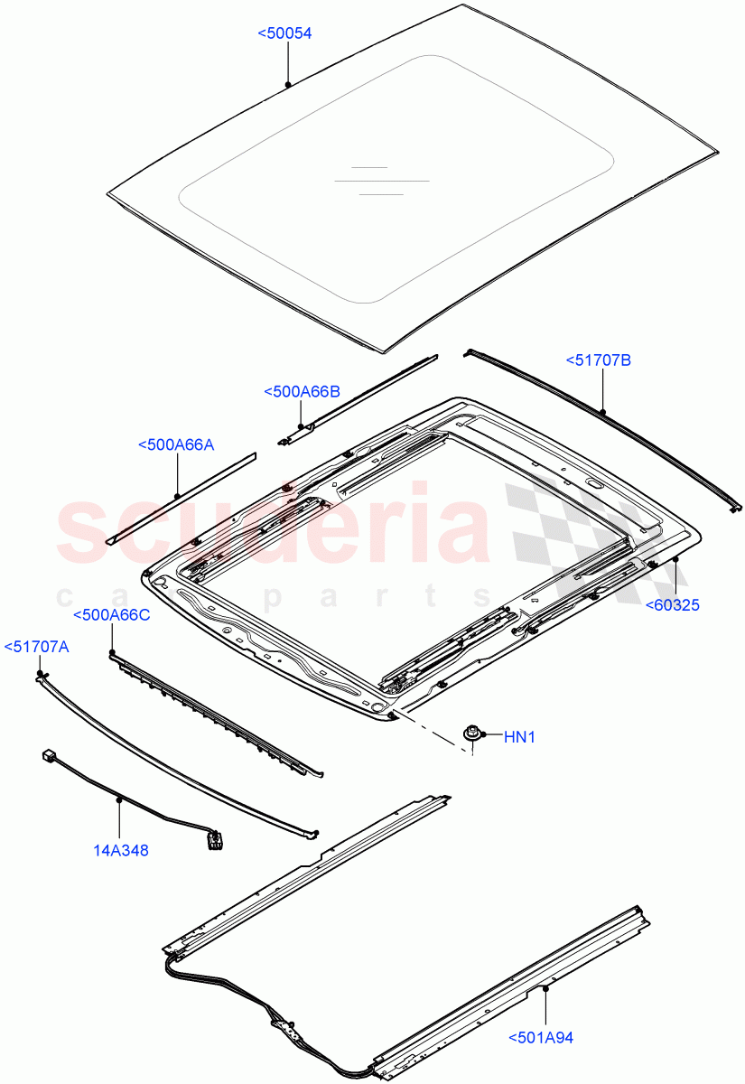 Sliding Roof Mechanism And Controls (Sunroof Frame) (With Roof Conversion-Panorama Roof) ((V) FROMFA000001) of Land Rover Land Rover Range Rover (2012-2021) [3.0 I6 Turbo Petrol AJ20P6]