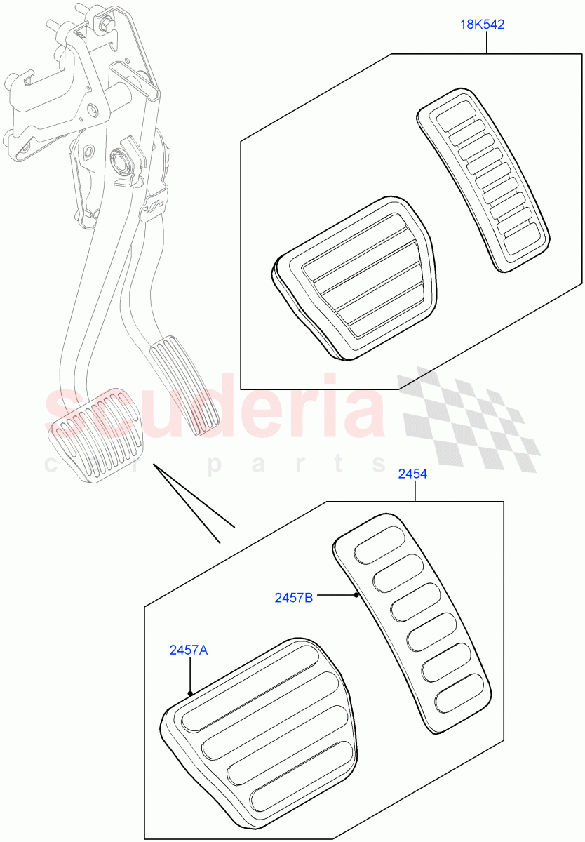Brake And Clutch Controls (Kit) (Unique Met Finish Foot Pedals Pads) ((V) FROMGA000001) of Land Rover Land Rover Range Rover (2012-2021) [3.0 I6 Turbo Diesel AJ20D6]