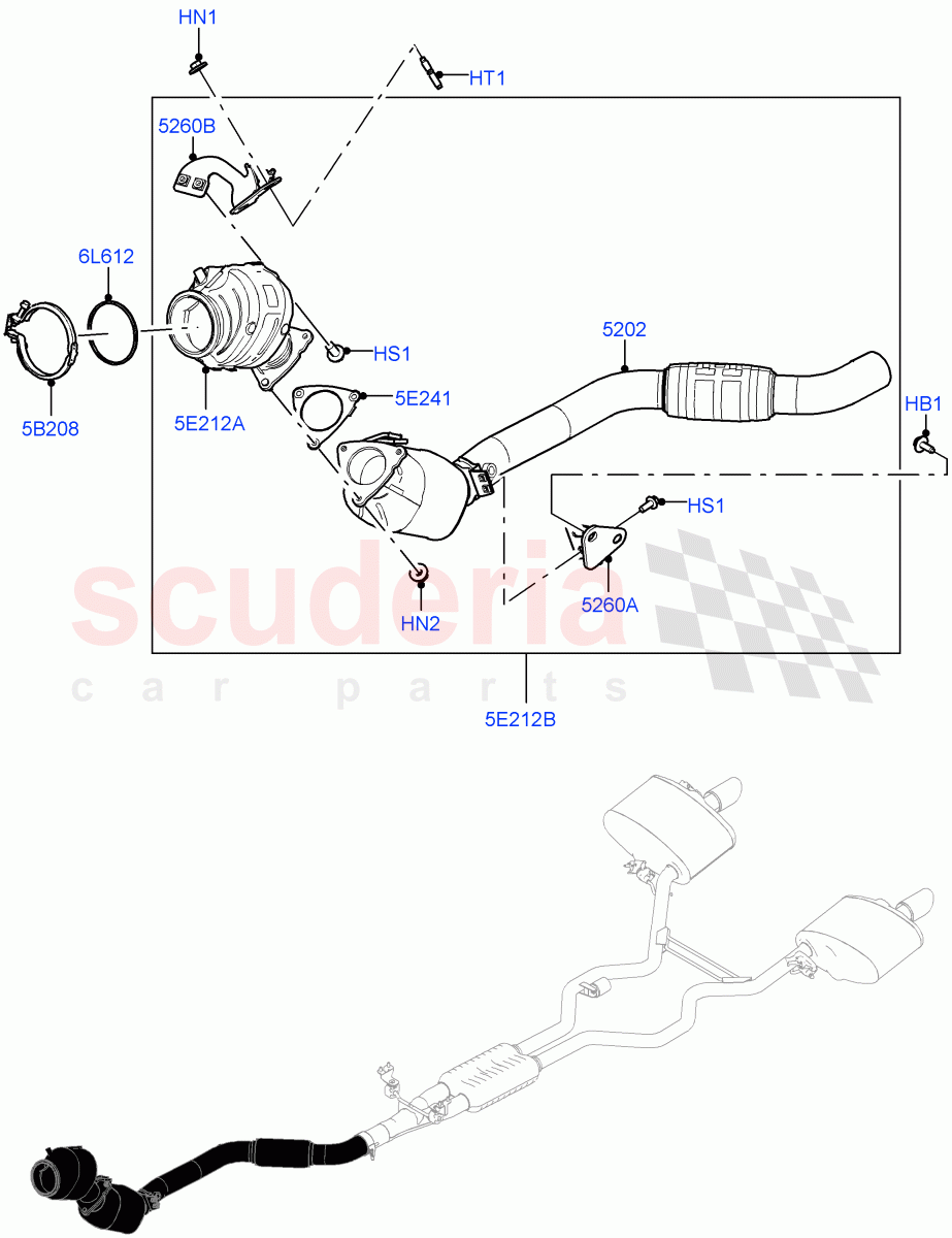 Front Exhaust System (Nitra Plant Build) (3.0L AJ20P6 Petrol High) of Land Rover Land Rover Discovery 5 (2017+) [3.0 I6 Turbo Petrol AJ20P6]