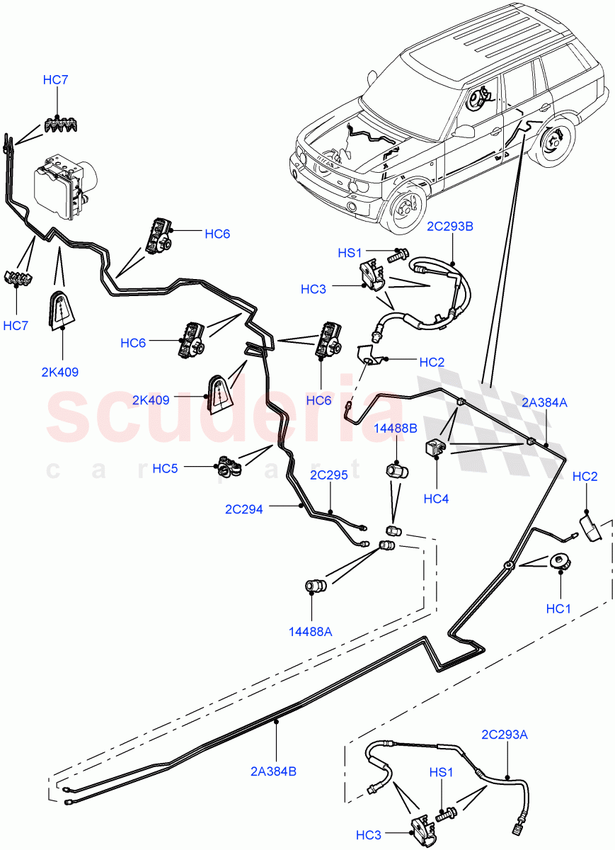 Rear Brake Pipes (RHD) ((V) FROMAA000001) of Land Rover Land Rover Range Rover (2010-2012) [4.4 DOHC Diesel V8 DITC]