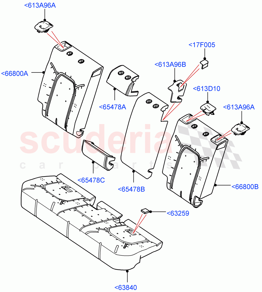Rear Seat Pads/Valances & Heating (Pads/Valances) (Rr Seat 40/20/40 Fixed Cushion) of Land Rover Land Rover Defender (2020+) [5.0 OHC SGDI SC V8 Petrol]