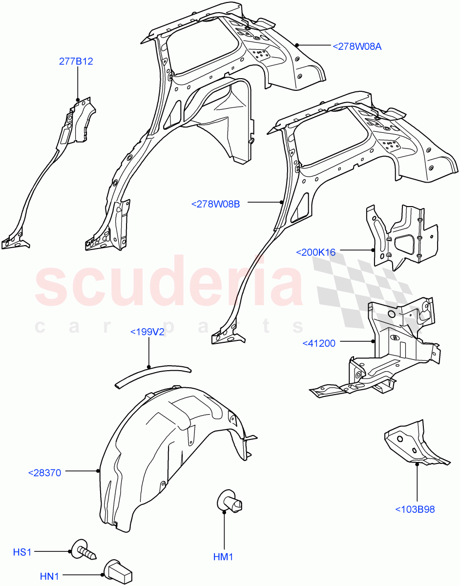 Side Panels - Inner (Rear) ((V) FROMAA000001) of Land Rover Land Rover Range Rover Sport (2010-2013) [5.0 OHC SGDI SC V8 Petrol]