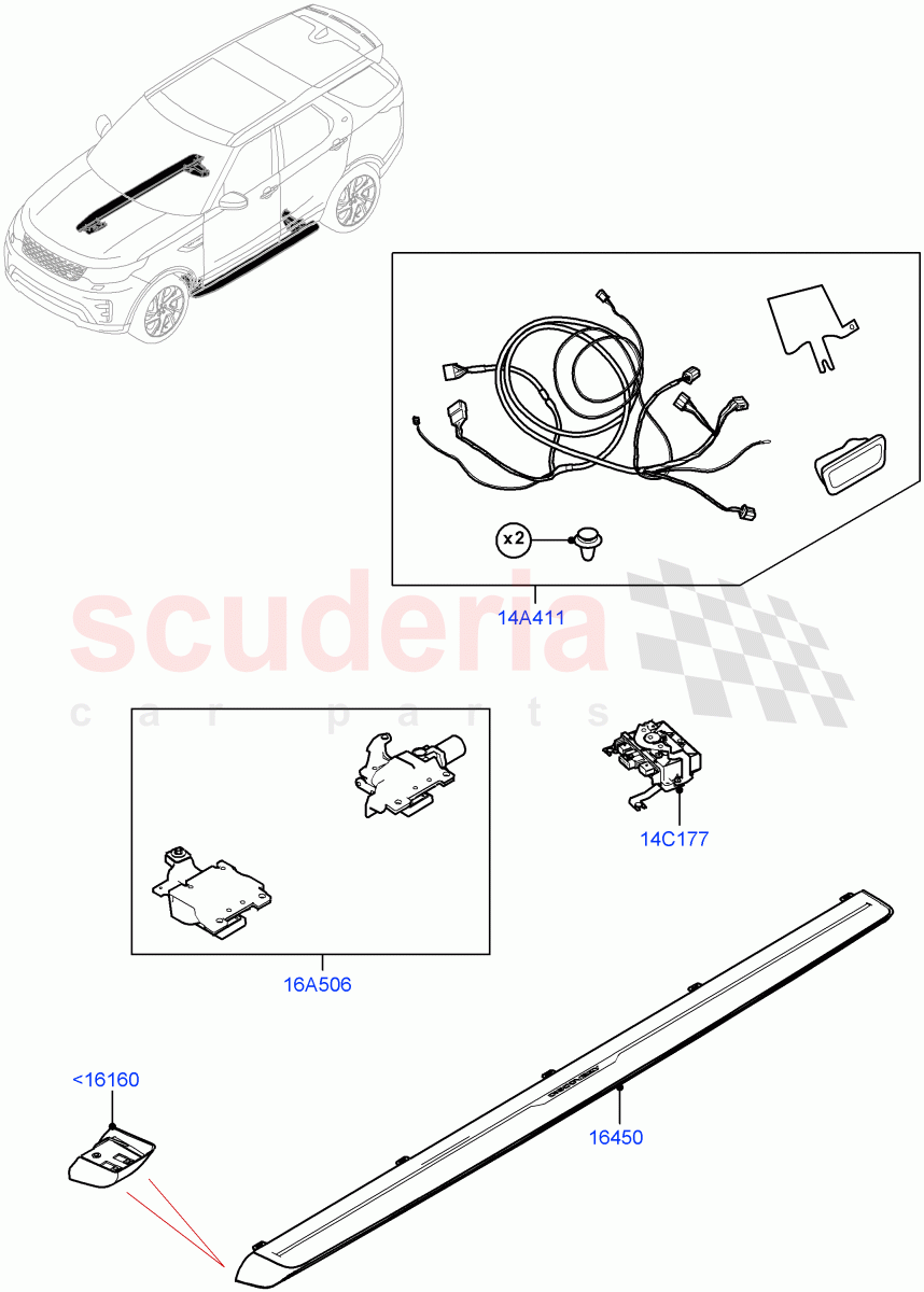 Side Steps And Tubes (Power Deployable, Solihull Plant Build) ((V) FROMJA000001) of Land Rover Land Rover Discovery 5 (2017+) [2.0 Turbo Diesel]