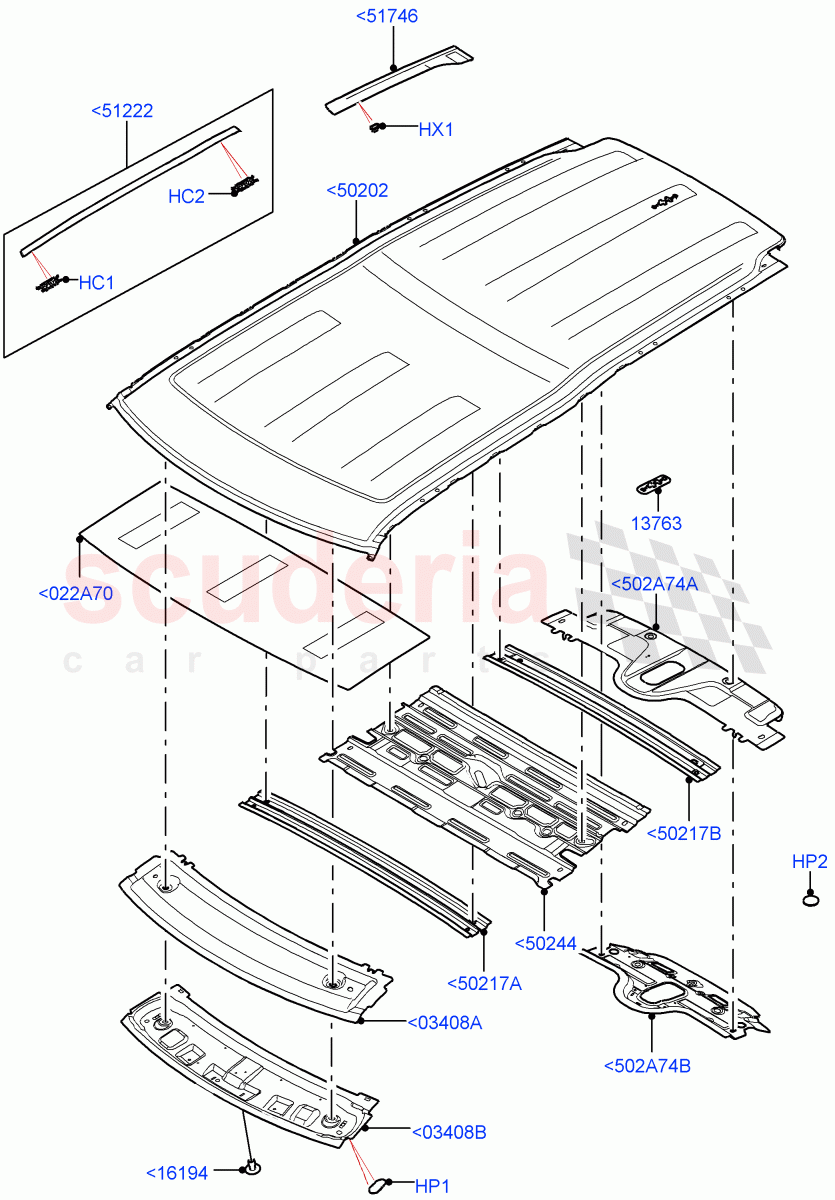 Roof - Sheet Metal (Nitra Plant Build) (Less Panorama Roof) ((V) FROMK2000001) of Land Rover Land Rover Discovery 5 (2017+) [3.0 DOHC GDI SC V6 Petrol]