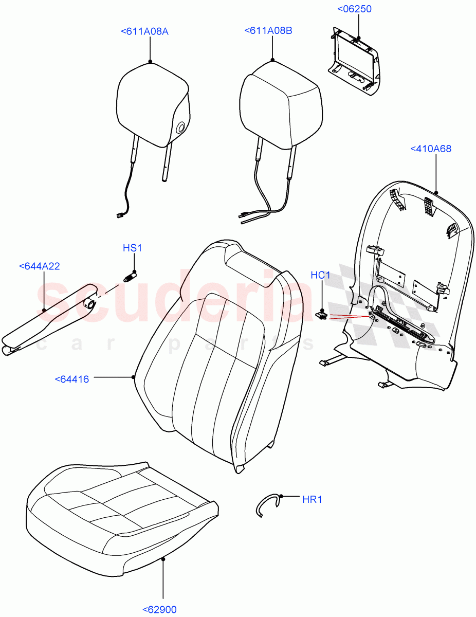 Front Seat Covers (Windsor Leather Perforated, Version - Core, Non SVR) ((V) FROMJA000001) of Land Rover Land Rover Range Rover Sport (2014+) [3.0 I6 Turbo Diesel AJ20D6]