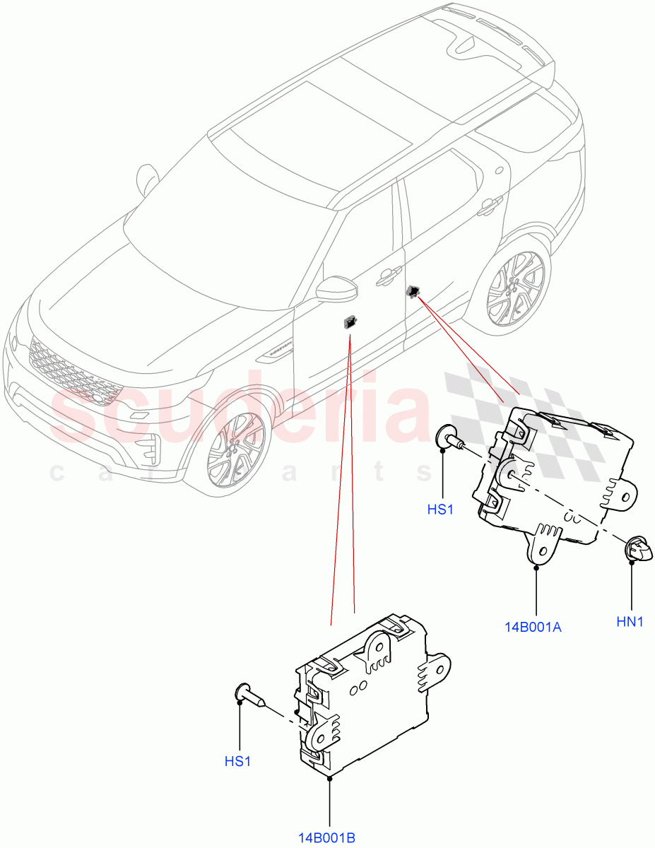 Vehicle Modules And Sensors (Door, Solihull Plant Build) ((V) FROMHA000001) of Land Rover Land Rover Discovery 5 (2017+) [3.0 Diesel 24V DOHC TC]