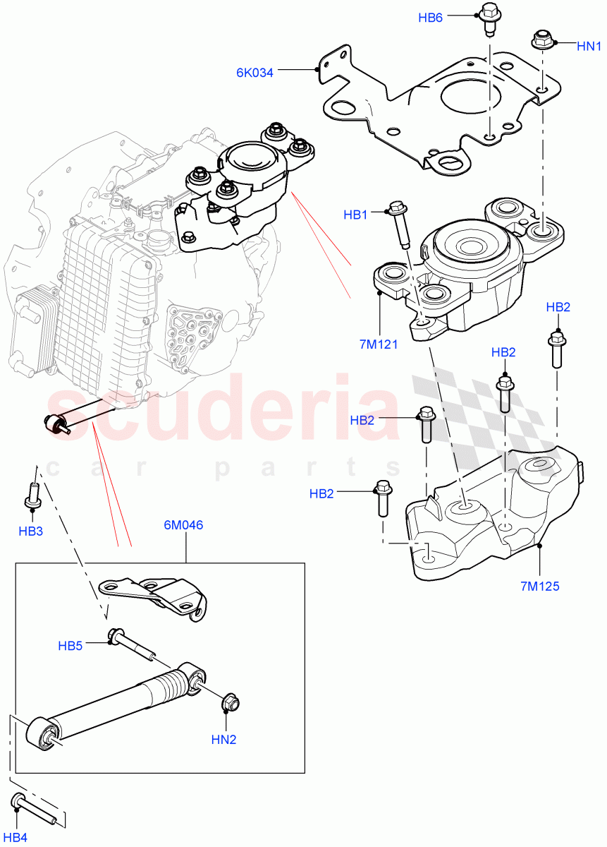 Transmission Mounting (2.0L I4 High DOHC AJ200 Petrol, Halewood (UK), 2.0L I4 Mid DOHC AJ200 Petrol, 2.0L I4 Mid AJ200 Petrol E100) ((V) FROMJH000001) of Land Rover Land Rover Discovery Sport (2015+) [2.0 Turbo Petrol AJ200P]
