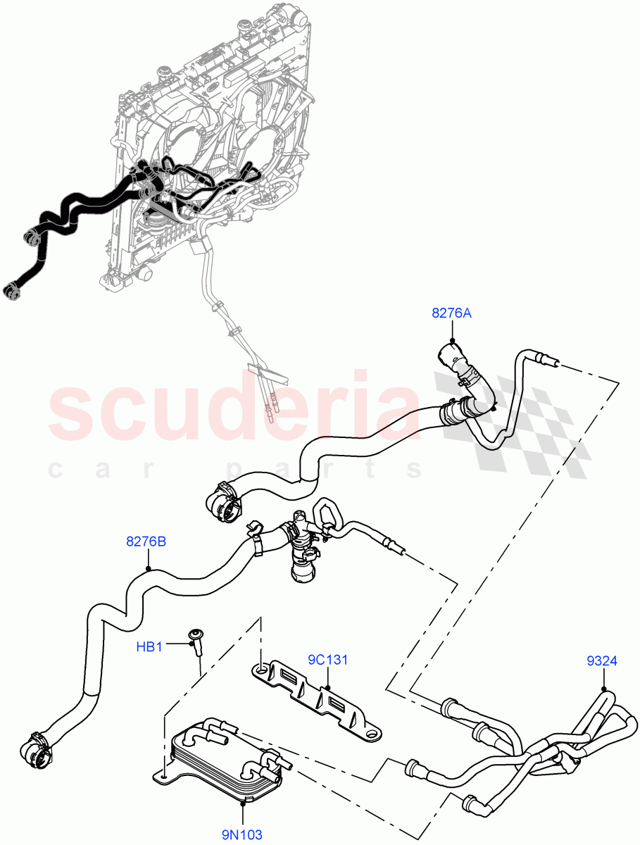 Fuel Cooler Assembly (Solihull Plant Build) (3.0 V6 D Low MT ROW, 3.0 V6 D Gen2 Twin Turbo, 3.0 V6 D Gen2 Mono Turbo) ((V) FROMAA000001) of Land Rover Land Rover Range Rover Sport (2014+) [3.0 Diesel 24V DOHC TC]
