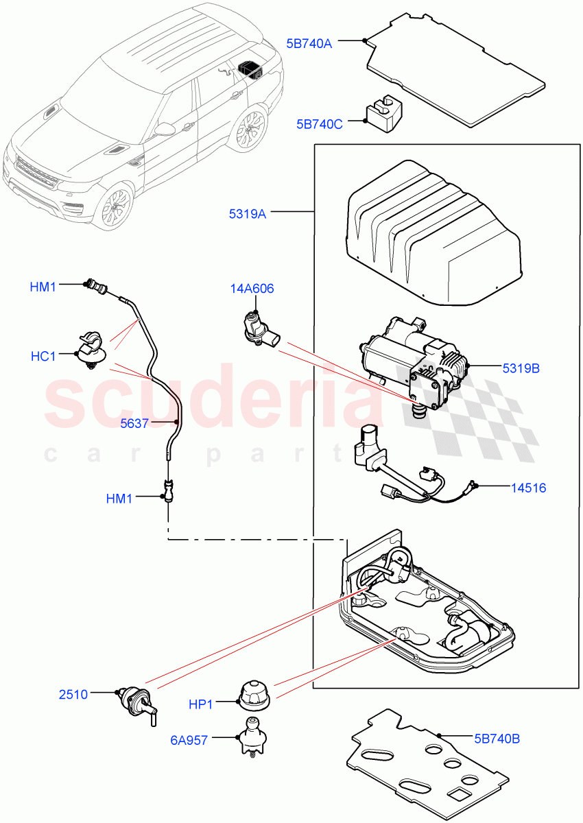 Air Suspension Compressor And Lines (Compressor Assy) (2.0L AJ200P Hi PHEV) ((V) FROMJA000001) of Land Rover Land Rover Range Rover Sport (2014+) [2.0 Turbo Petrol AJ200P]