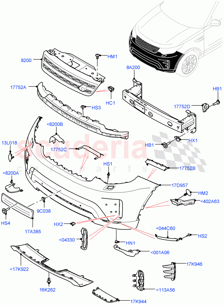 Radiator Grille And Front Bumper (Nitra Plant Build) (Rear Bumper Lower Valance-Narvik Bk) ((V) FROMM2000001) of Land Rover Land Rover Discovery 5 (2017+) [3.0 DOHC GDI SC V6 Petrol]
