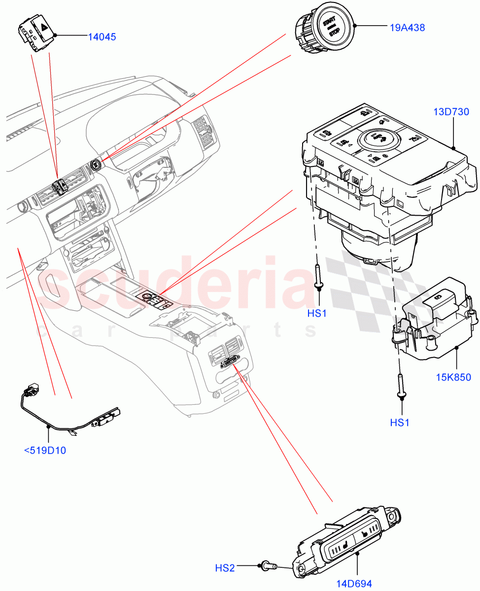 Switches (Console) ((V) FROMJA000001) of Land Rover Land Rover Range Rover Sport (2014+) [2.0 Turbo Petrol GTDI]