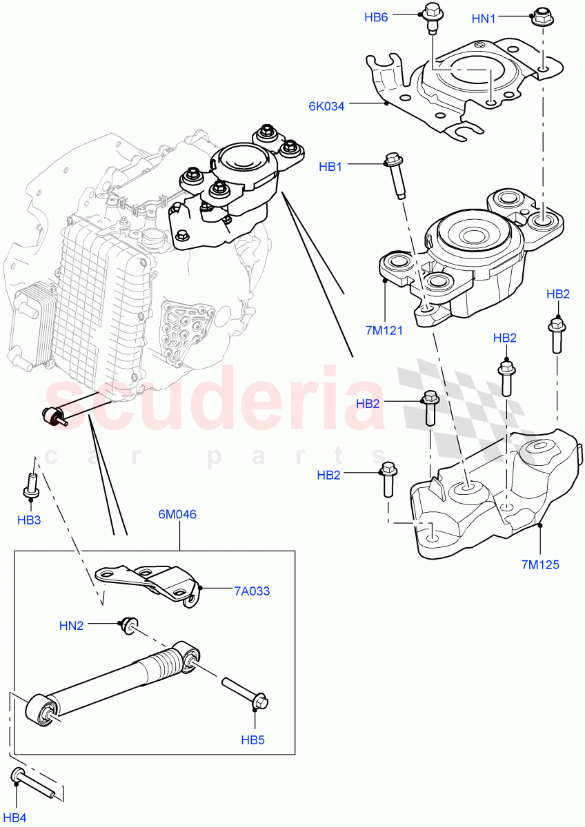 Transmission Mounting (2.0L 16V TIVCT T/C 240PS Petrol, 9 Speed Auto AWD, Changsu (China)) ((V) FROMFG000001) of Land Rover Land Rover Discovery Sport (2015+) [2.0 Turbo Diesel AJ21D4]