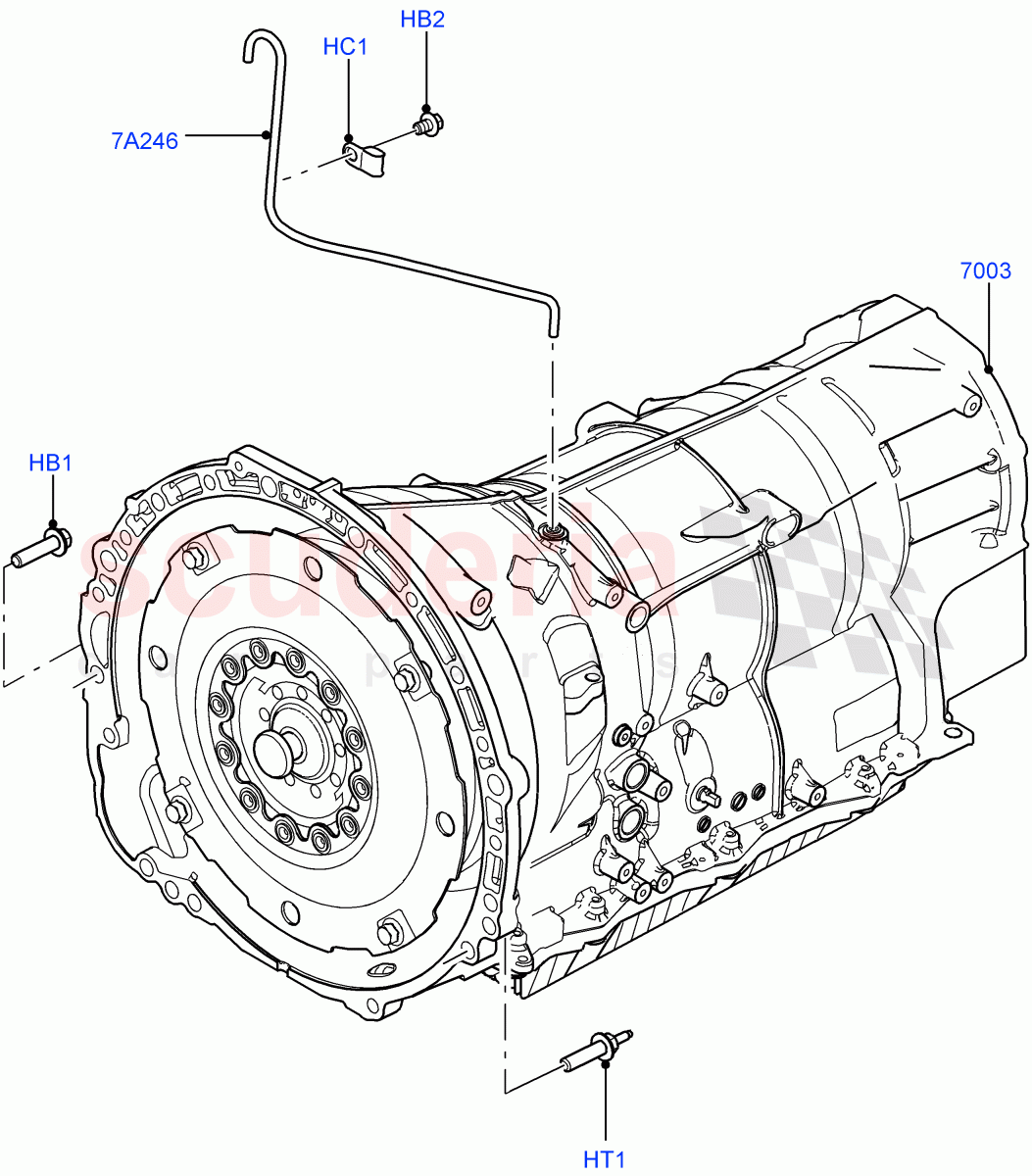Auto Trans Assy & Speedometer Drive (3.0L DOHC GDI SC V6 PETROL, 8 Speed Auto Trans ZF 8HP70 4WD, 5.0L OHC SGDI SC V8 Petrol - AJ133, 5.0L OHC SGDI NA V8 Petrol - AJ133, 5.0 Petrol AJ133 DOHC CDA, 5.0L P AJ133 DOHC CDA S/C Enhanced) ((V) FROMCA000001) of Land Rover Land Rover Range Rover (2012-2021) [3.0 I6 Turbo Diesel AJ20D6]