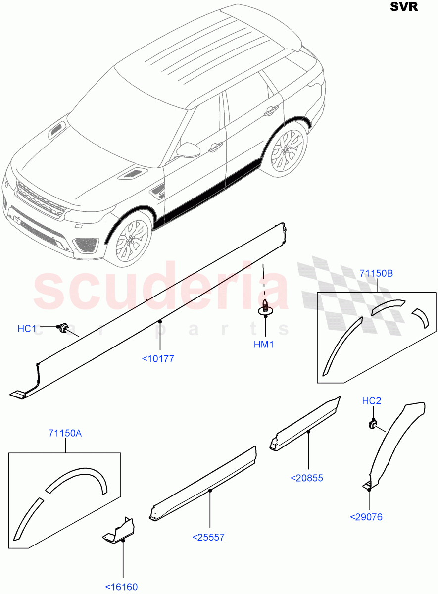 Body Mouldings (SVR Version, SVR) ((V) FROMFA000001) of Land Rover Land Rover Range Rover Sport (2014+) [3.0 I6 Turbo Diesel AJ20D6]