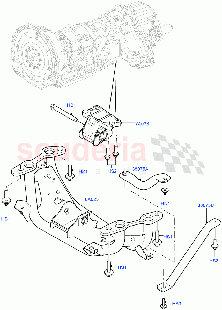 Transmission Mounting (4.4L DOHC DITC V8 Diesel) ((V) FROMJA000001) of Land Rover Land Rover Range Rover Sport (2014+) [2.0 Turbo Petrol GTDI]