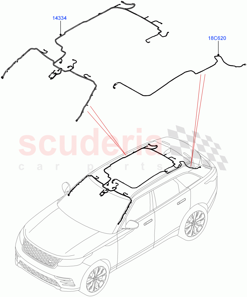 Electrical Wiring - Body And Rear (Roof) ((V) TOLA999999) of Land Rover Land Rover Range Rover Velar (2017+) [3.0 DOHC GDI SC V6 Petrol]
