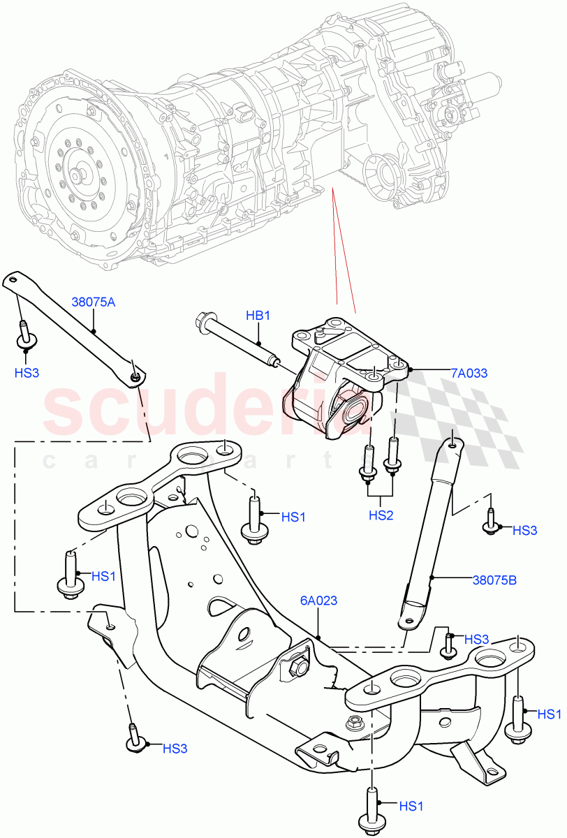 Transmission Mounting (Solihull Plant Build) (3.0 V6 Diesel) ((V) FROMHA000001) of Land Rover Land Rover Discovery 5 (2017+) [2.0 Turbo Petrol AJ200P]