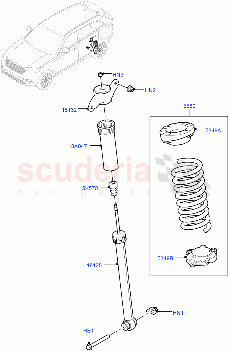 Rear Springs And Shock Absorbers (With Standard Duty Coil Spring Susp) ((V) TOLA999999) of Land Rover Land Rover Range Rover Velar (2017+) [5.0 OHC SGDI SC V8 Petrol]