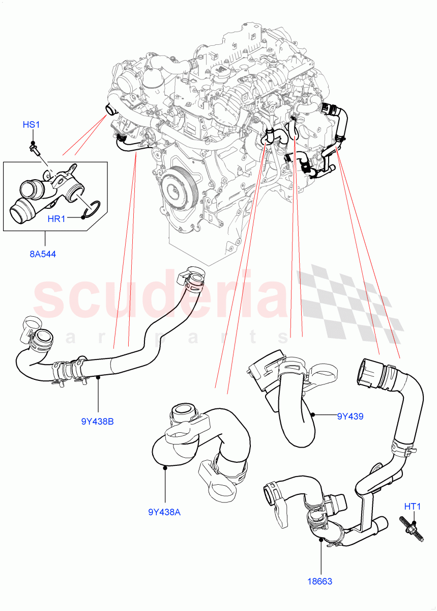 EGR Cooling System (Solihull Plant Build) (2.0L I4 DSL HIGH DOHC AJ200) ((V) FROMKA000001) of Land Rover Land Rover Discovery 5 (2017+) [2.0 Turbo Diesel]