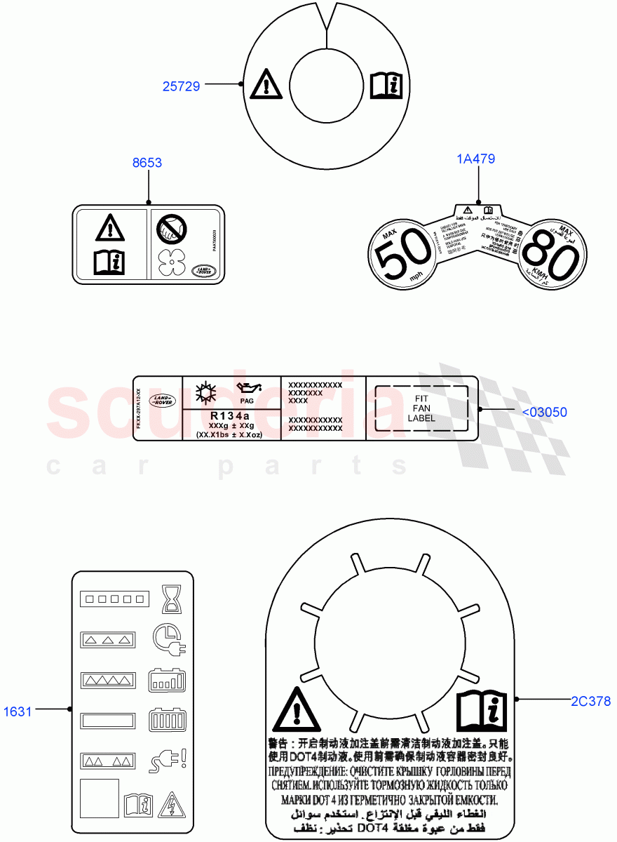 Labels (Warning Decals) (Changsu (China)) ((V) FROMFG000001) of Land Rover Land Rover Discovery Sport (2015+) [2.0 Turbo Diesel AJ21D4]