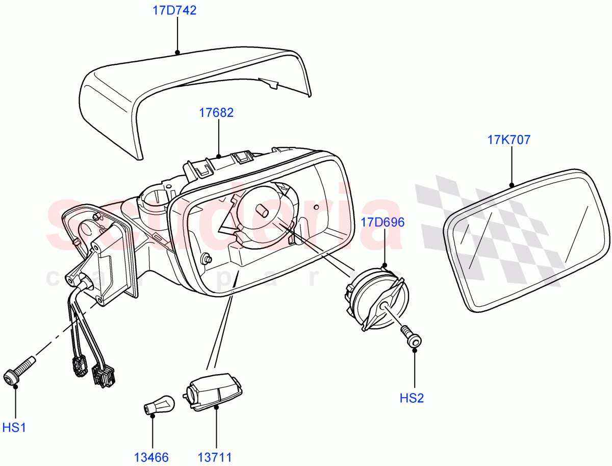 Exterior Rear View Mirror ((V) FROMAA000001) of Land Rover Land Rover Range Rover Sport (2010-2013) [3.0 Diesel 24V DOHC TC]