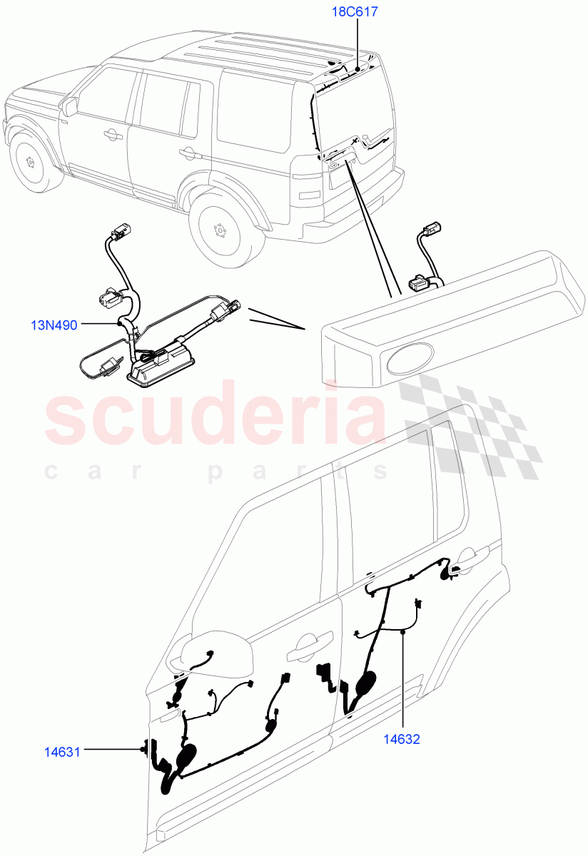 Electrical Wiring - Body And Rear (Front And Rear Doors) ((V) FROMCA000001) of Land Rover Land Rover Discovery 4 (2010-2016) [4.0 Petrol V6]