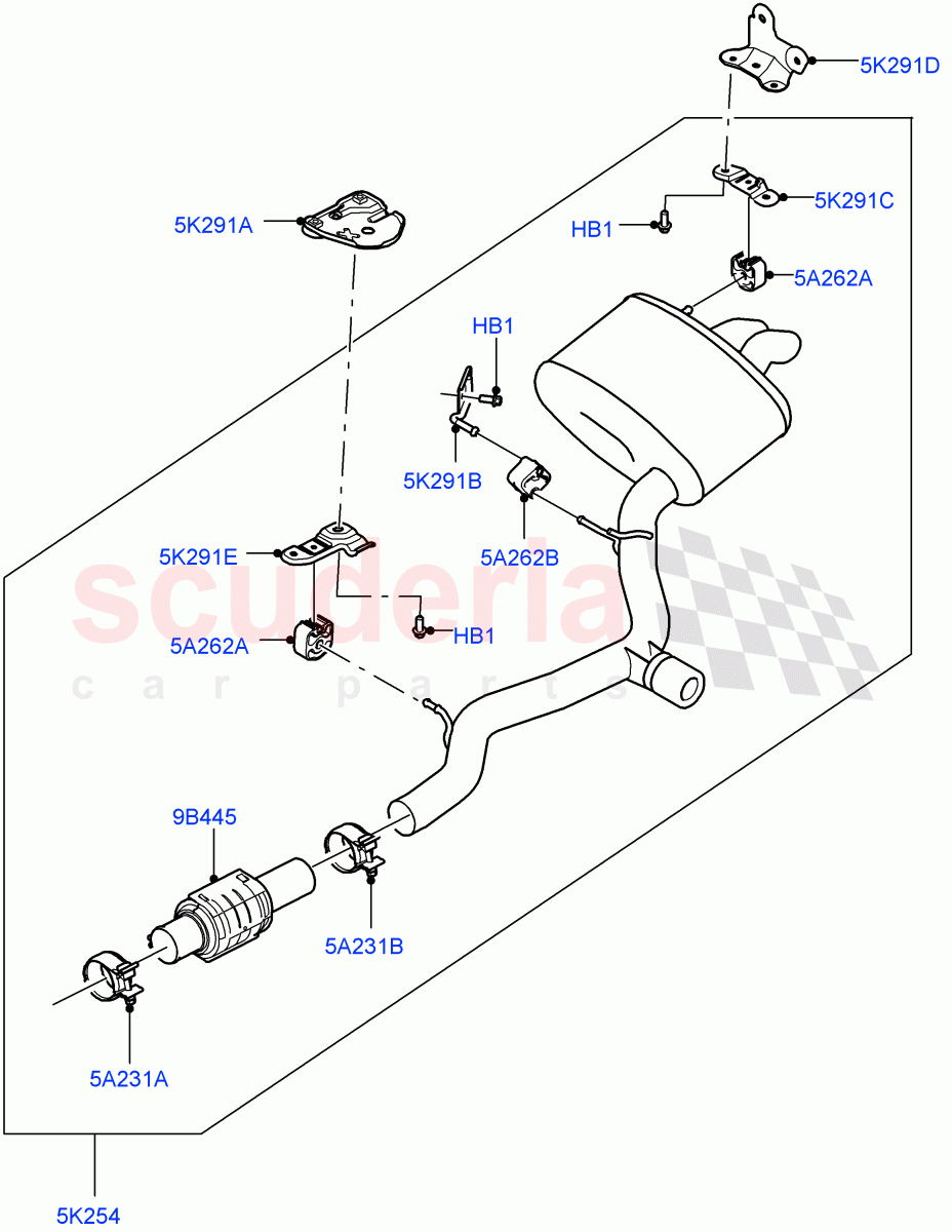 Rear Exhaust System (2.0L I4 DSL HIGH DOHC AJ200) ((V) FROMHA000001) of Land Rover Land Rover Range Rover Sport (2014+) [2.0 Turbo Diesel]