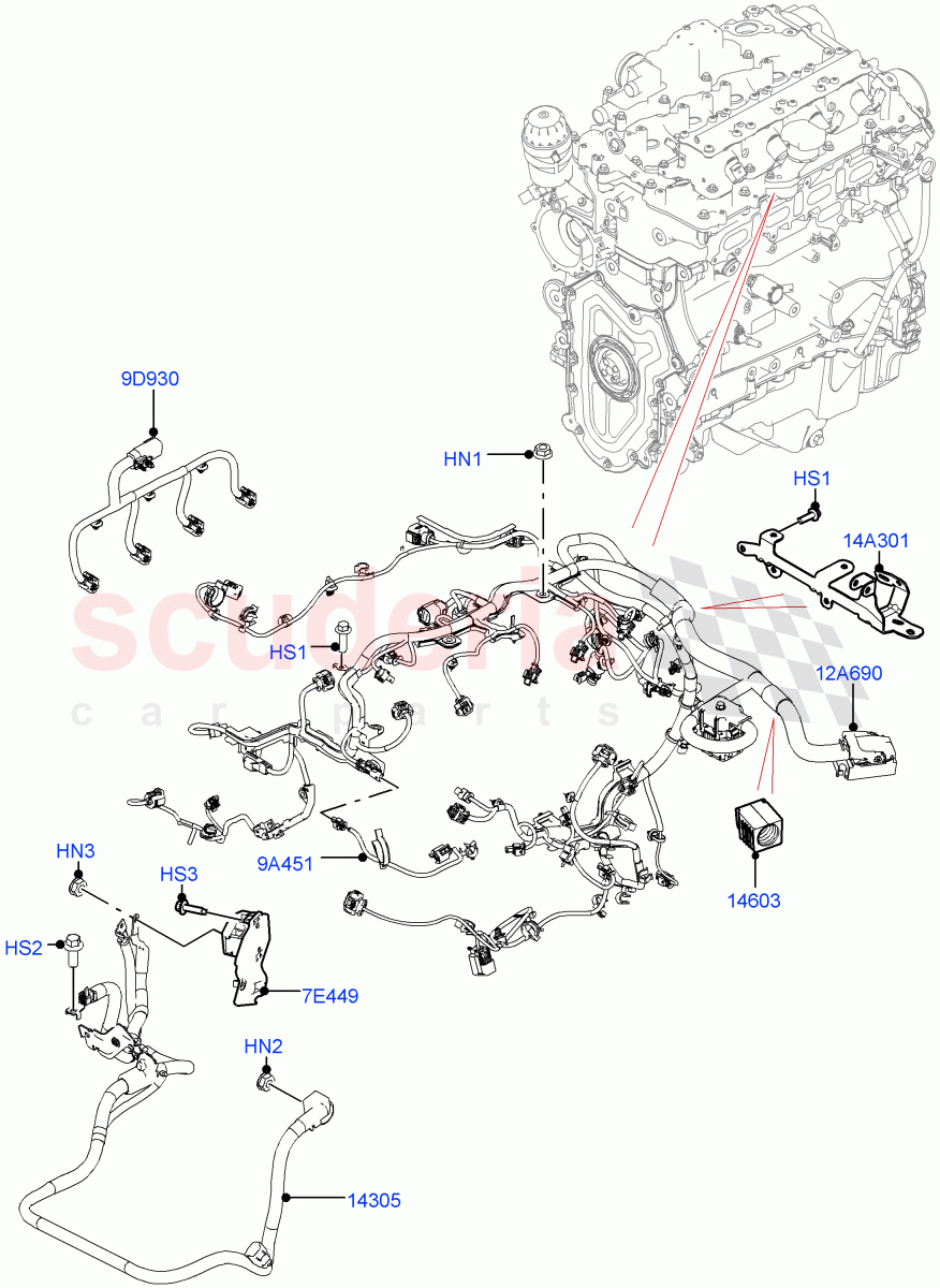 Engine Harness (Nitra Plant Build) (2.0L I4 High DOHC AJ200 Petrol) ((V) FROMK2000001) of Land Rover Land Rover Discovery 5 (2017+) [2.0 Turbo Diesel]