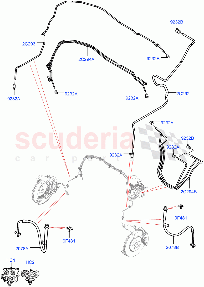 Front Brake Pipes (LHD) ((V) FROMMA000001) of Land Rover Land Rover Range Rover Velar (2017+) [3.0 Diesel 24V DOHC TC]