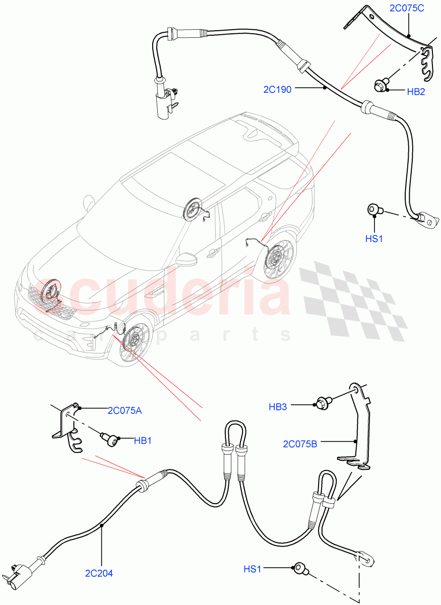 Anti-Lock Braking System (Solihull Plant Build, ABS/Speed Sensor) ((V) FROMHA000001) of Land Rover Land Rover Discovery 5 (2017+) [3.0 DOHC GDI SC V6 Petrol]