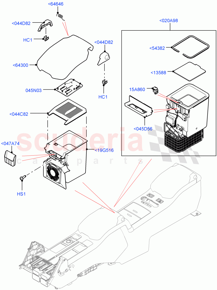 Console - Floor (For Stowage Boxes And Lids, Front) of Land Rover Land Rover Range Rover (2012-2021) [3.0 DOHC GDI SC V6 Petrol]
