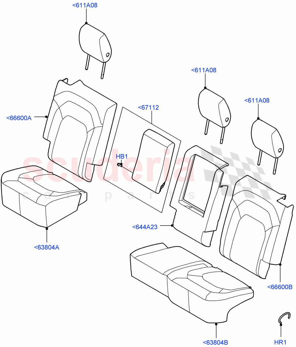 Rear Seat Covers (PVU Perforated, 60/40 Load Through With Slide) ((V) FROMP2000001) of Land Rover Land Rover Defender (2020+) [3.0 I6 Turbo Petrol AJ20P6]