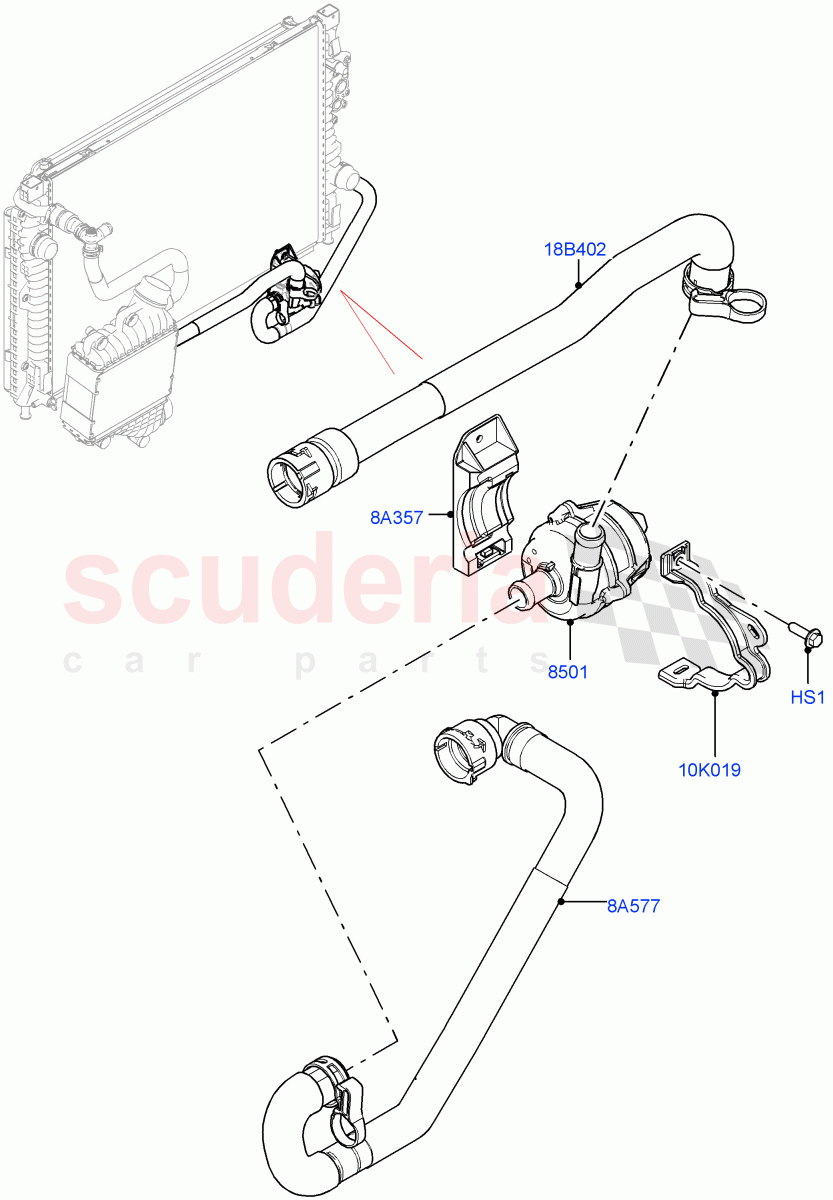 Water Pump (Auxillary Unit) (2.0L I4 High DOHC AJ200 Petrol) ((V) FROMJH000001) of Land Rover Land Rover Discovery Sport (2015+) [2.0 Turbo Petrol AJ200P]