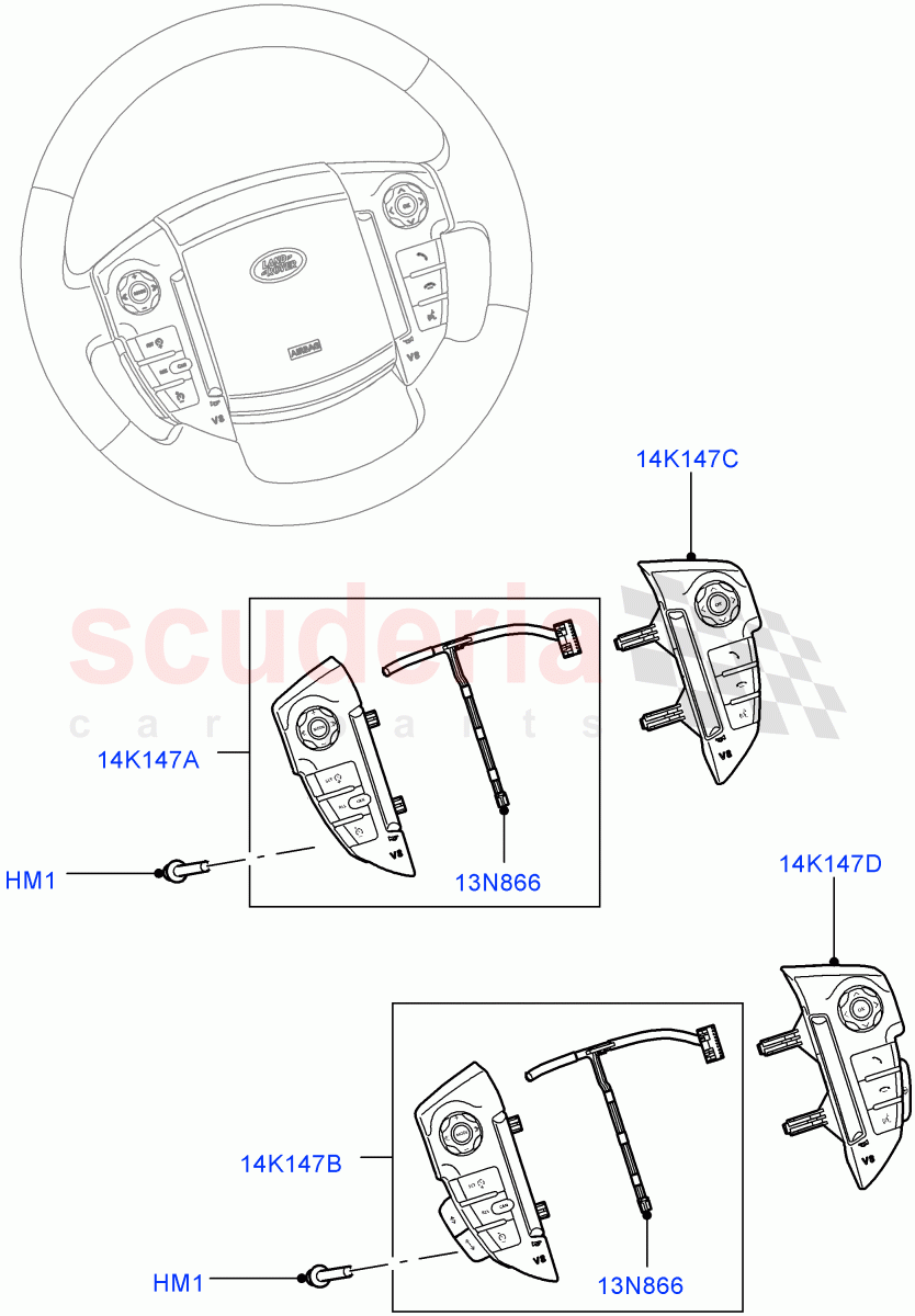 Switches (Steering Wheel) ((V) FROMAA000001) of Land Rover Land Rover Range Rover Sport (2010-2013) [3.0 Diesel 24V DOHC TC]