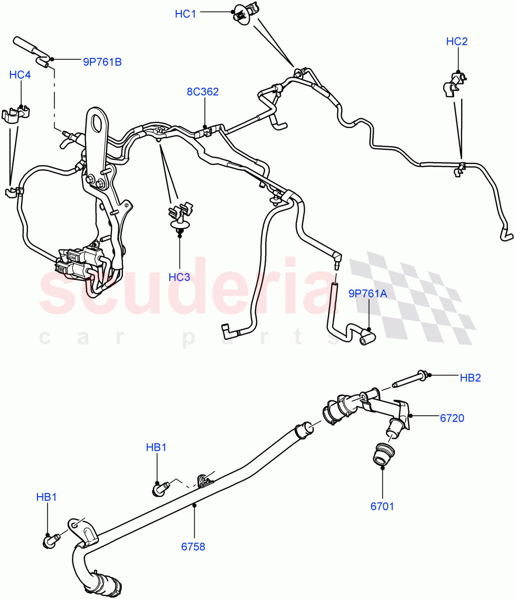 Emission Control - Crankcase (3.6L V8 32V DOHC EFi Diesel Lion) ((V) FROM7A000001, (V) TO9A999999) of Land Rover Land Rover Range Rover Sport (2005-2009) [3.6 V8 32V DOHC EFI Diesel]