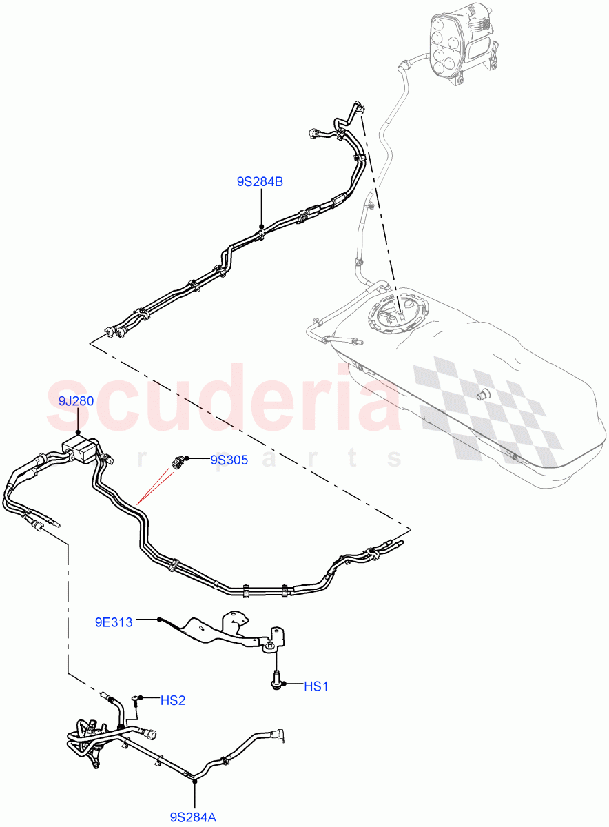 Fuel Lines (1.5L AJ20P3 Petrol High PHEV, Halewood (UK)) ((V) FROMLH000001) of Land Rover Land Rover Range Rover Evoque (2019+) [1.5 I3 Turbo Petrol AJ20P3]