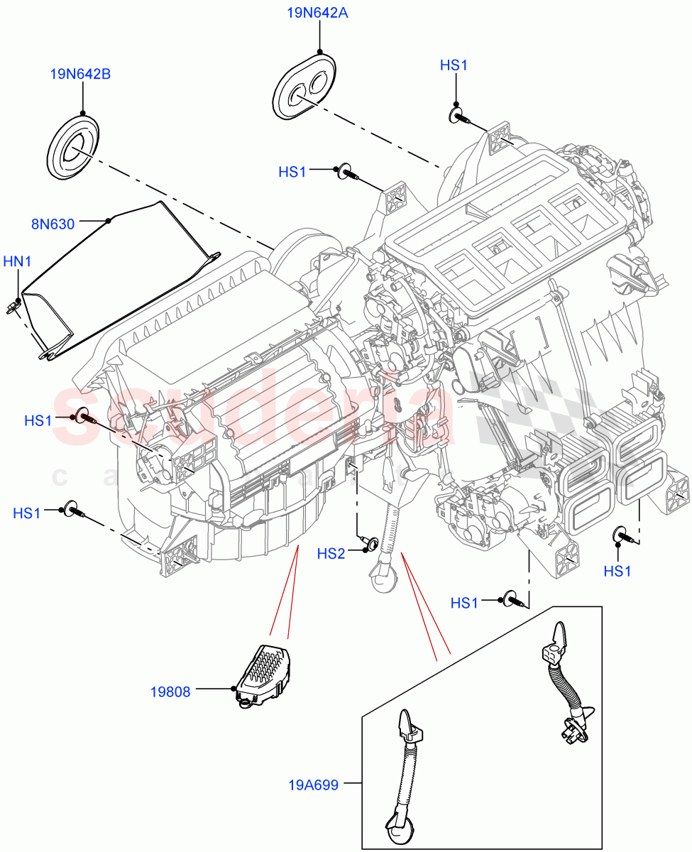 Heater/Air Cond.External Components (Main Unit, Solihull Plant Build) ((V) FROMHA000001) of Land Rover Land Rover Discovery 5 (2017+) [2.0 Turbo Petrol AJ200P]