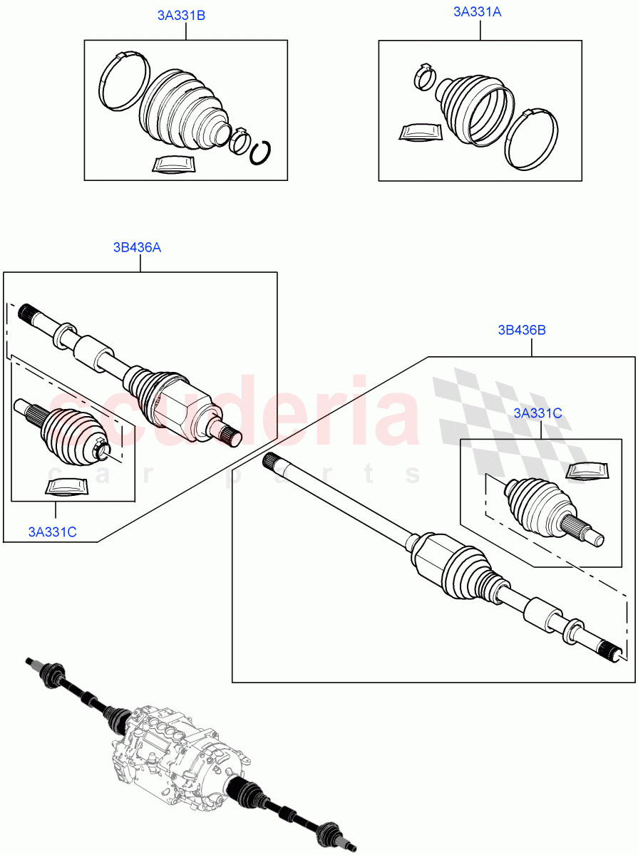 Drive Shaft - Rear Axle Drive (1.5L AJ20P3 Petrol High PHEV, Changsu (China), All Wheel Drive) ((V) FROMKG446857) of Land Rover Land Rover Discovery Sport (2015+) [2.0 Turbo Petrol AJ200P]