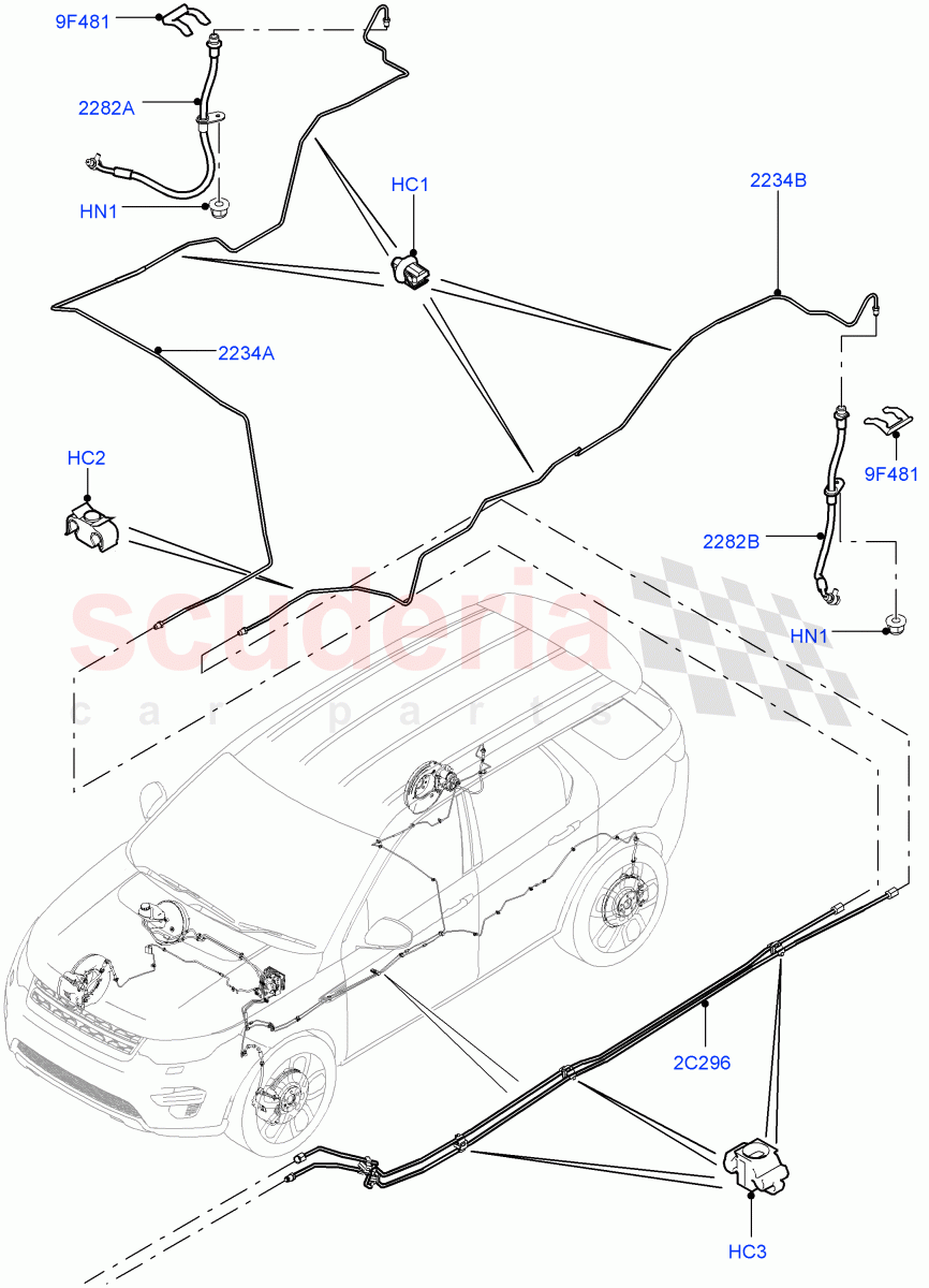 Rear Brake Pipes (Itatiaia (Brazil)) ((V) FROMGT000001) of Land Rover Land Rover Discovery Sport (2015+) [1.5 I3 Turbo Petrol AJ20P3]