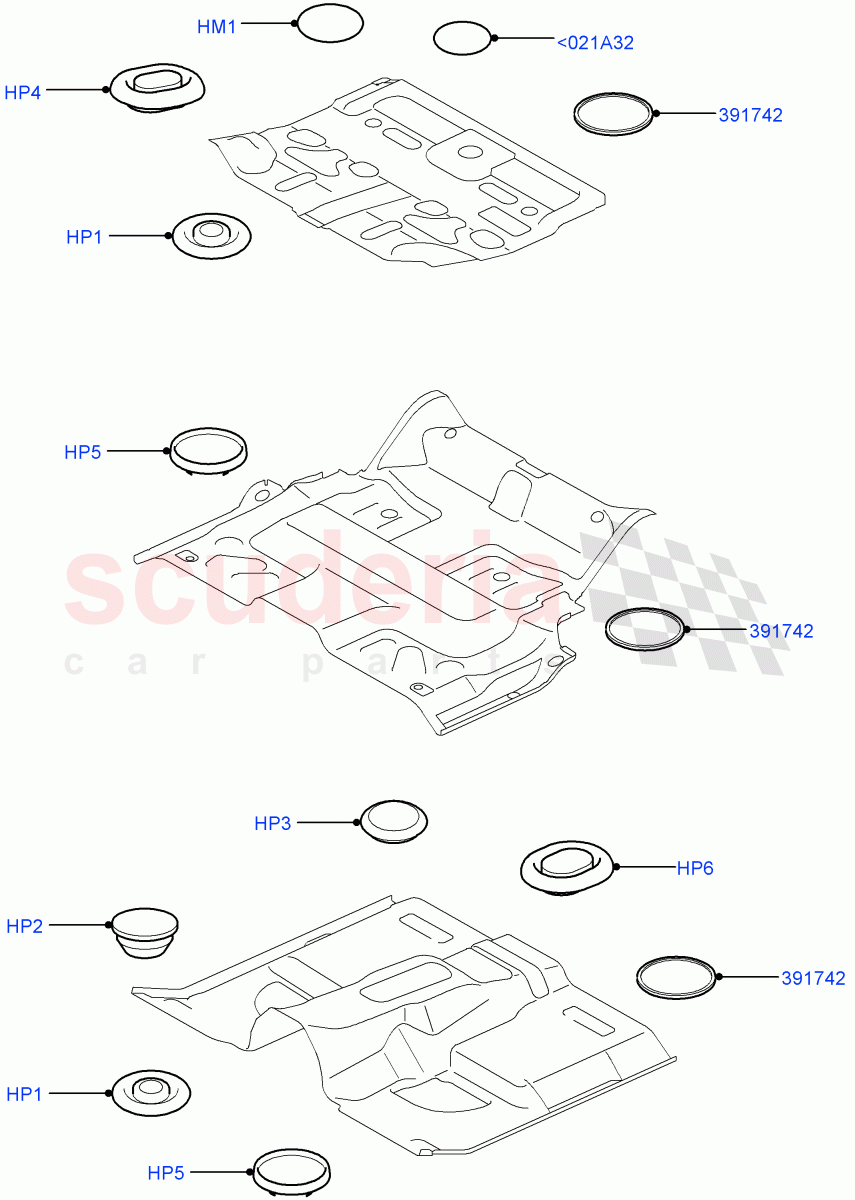 Plugs - Floor Pan ((V) FROMAA000001) of Land Rover Land Rover Range Rover Sport (2010-2013) [5.0 OHC SGDI SC V8 Petrol]