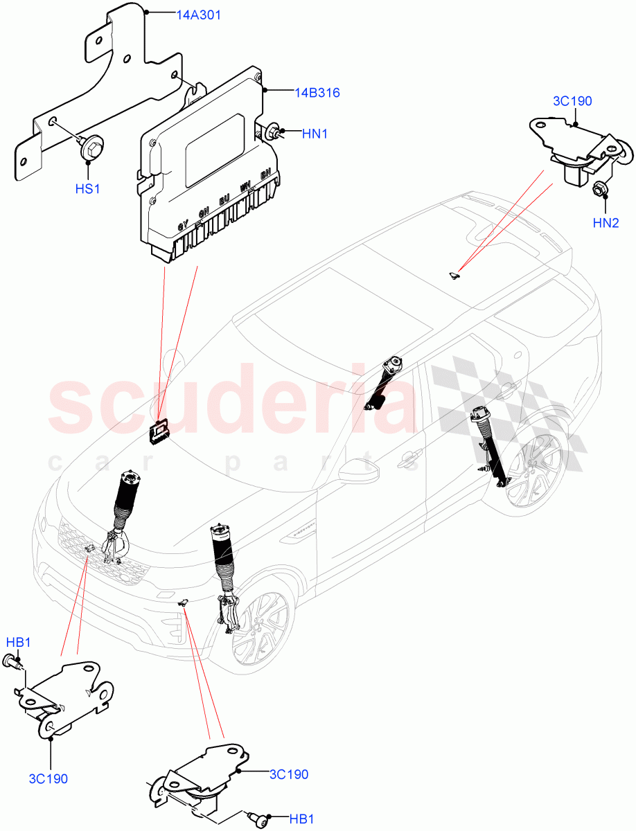 Electronic Damper Control (Solihull Plant Build) (With Four Corner Air Suspension) ((V) FROMHA000001) of Land Rover Land Rover Discovery 5 (2017+) [3.0 Diesel 24V DOHC TC]