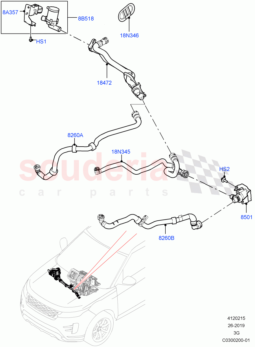 Heater Hoses (1.5L AJ20P3 Petrol High, Changsu (China)) of Land Rover Land Rover Range Rover Evoque (2019+) [2.0 Turbo Diesel]