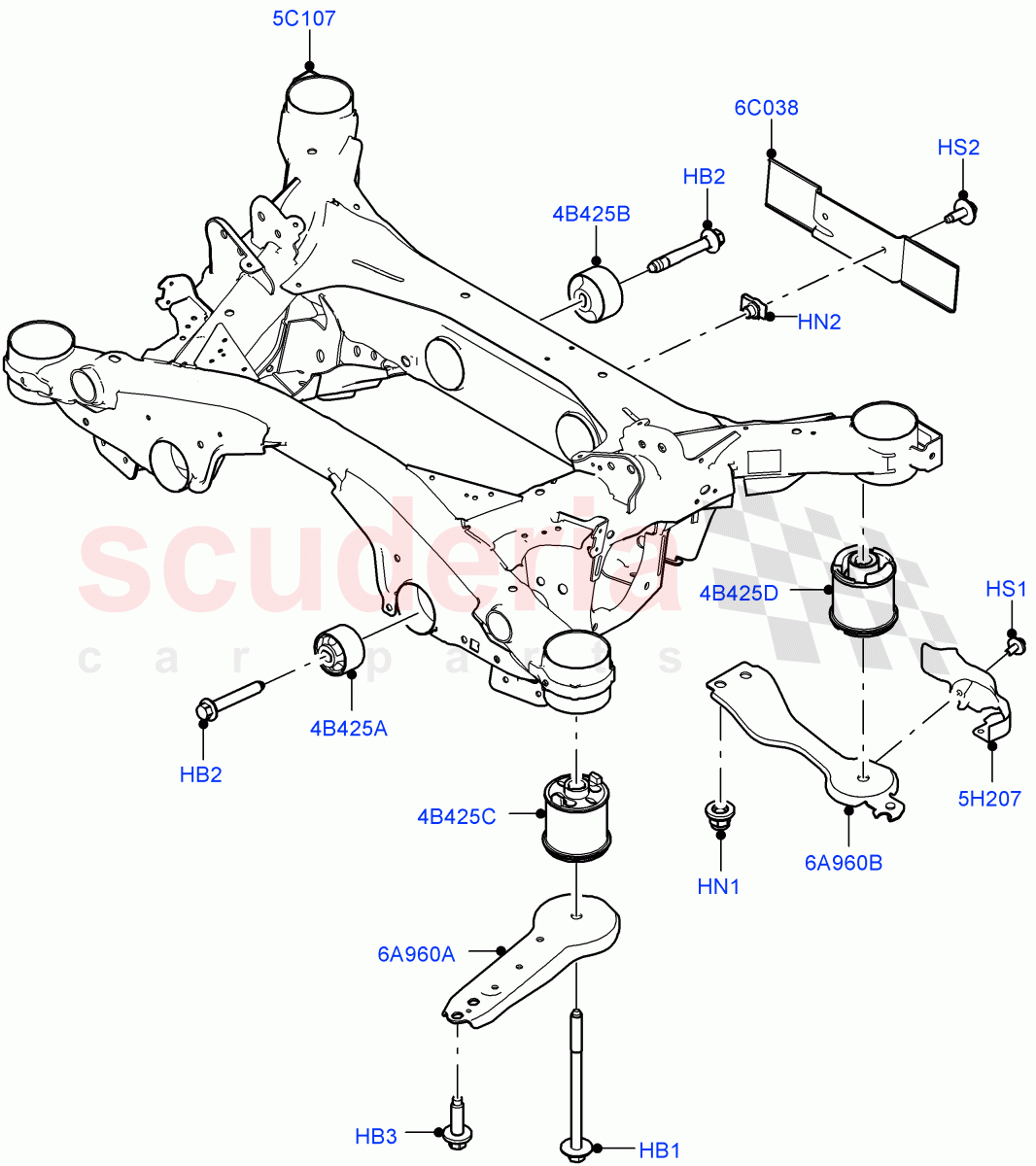 Rear Cross Member & Stabilizer Bar (Crossmember) (Itatiaia (Brazil), Electric Engine Battery-PHEV) of Land Rover Land Rover Range Rover Evoque (2019+) [2.0 Turbo Diesel AJ21D4]