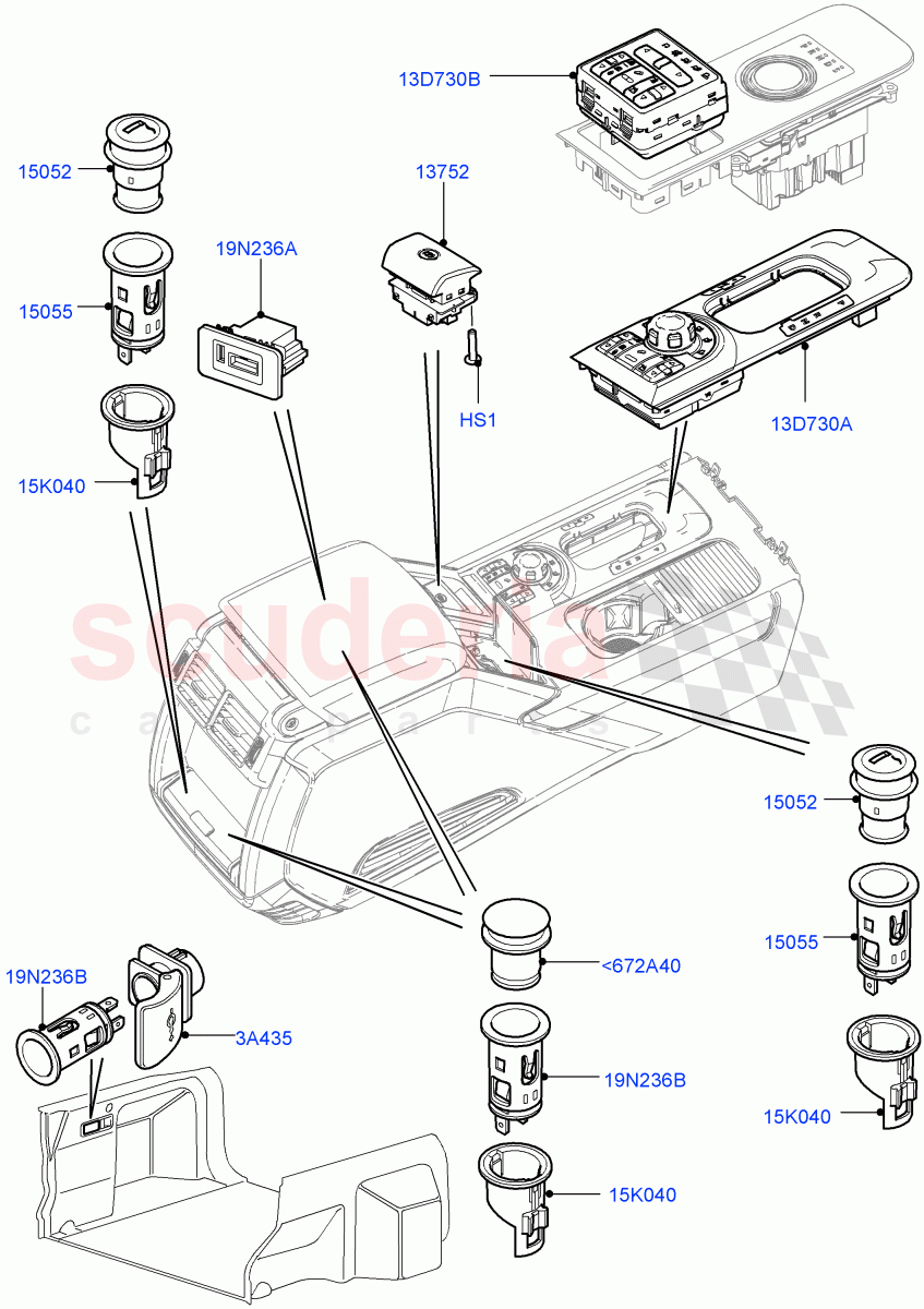 Switches (Console) ((V) FROMAA000001) of Land Rover Land Rover Range Rover (2010-2012) [4.4 DOHC Diesel V8 DITC]