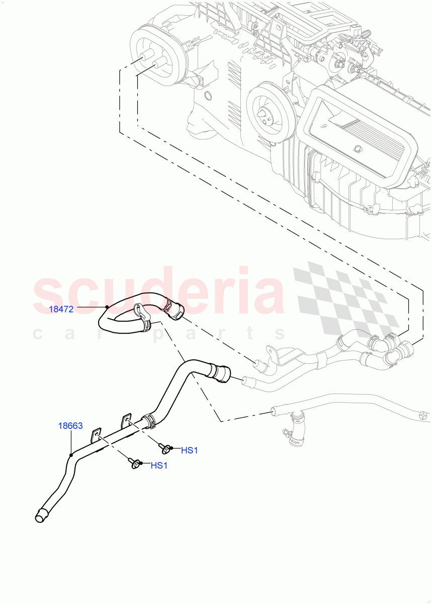 Heater Hoses (Solihull Plant Build) (3.0 V6 D Low MT ROW, With Ptc Heater, 3.0 V6 D Gen2 Mono Turbo, 3.0 V6 D Gen2 Twin Turbo, Less Heater) ((V) FROMKA000001) of Land Rover Land Rover Discovery 5 (2017+) [3.0 DOHC GDI SC V6 Petrol]