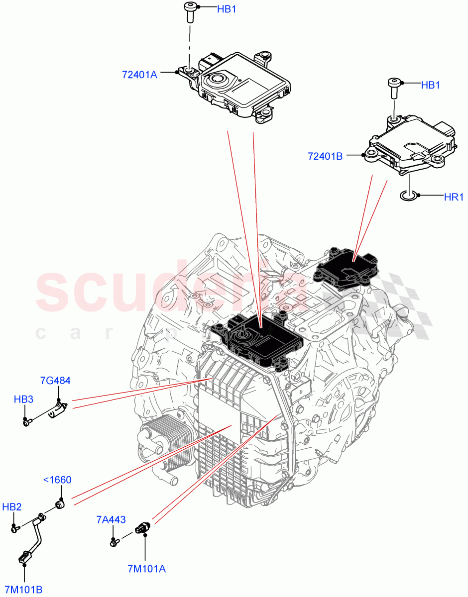 Transmission Modules And Sensors (Transmission Control Module) (1.5L AJ20P3 Petrol High, 8 Speed Automatic Trans 8G30, Halewood (UK), 1.5L AJ20P3 Petrol High PHEV) ((V) FROMLH000001) of Land Rover Land Rover Range Rover Evoque (2019+) [2.0 Turbo Diesel AJ21D4]