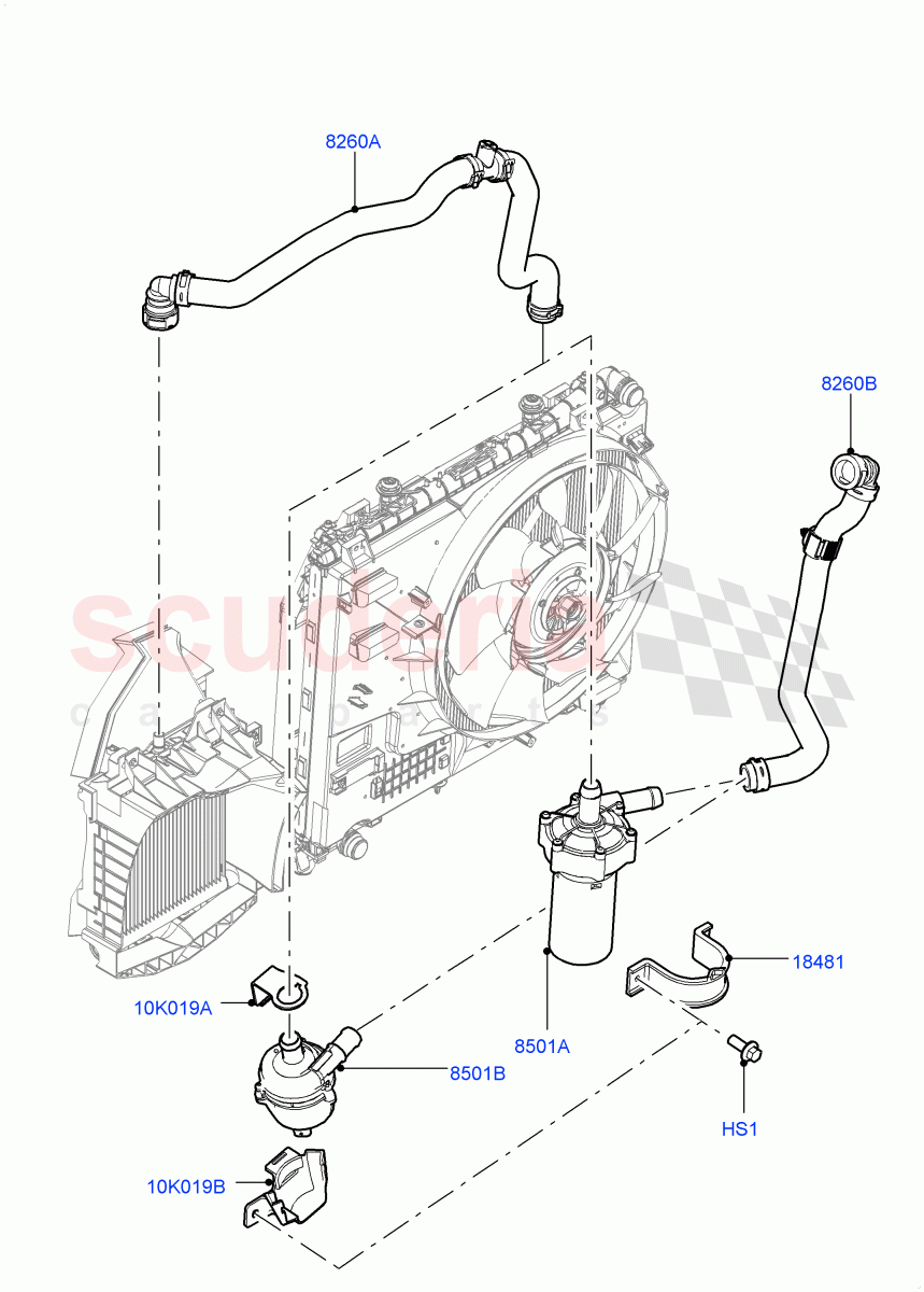 Water Pump (Auxiliary Unit) (5.0L OHC SGDI SC V8 Petrol - AJ133, 5.0L P AJ133 DOHC CDA S/C Enhanced, 5.0 Petrol AJ133 DOHC CDA) of Land Rover Land Rover Range Rover (2012-2021) [5.0 OHC SGDI SC V8 Petrol]