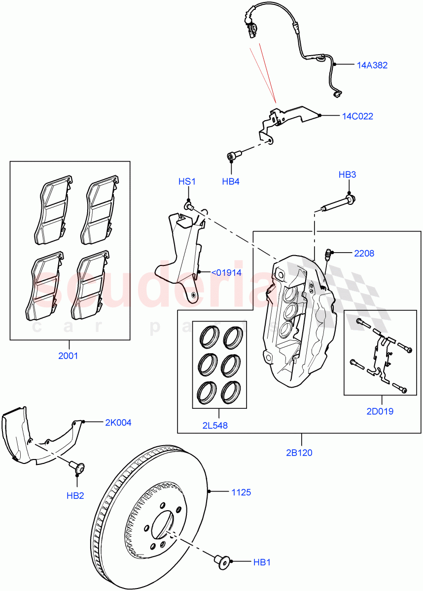 Front Brake Discs And Calipers (Disc And Caliper Size-Frt 20/RR 20) of Land Rover Land Rover Range Rover (2022+) [3.0 I6 Turbo Petrol AJ20P6]