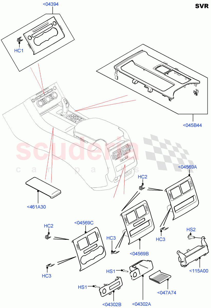 Console - Floor (SVR Version, SVR) ((V) FROMFA000001) of Land Rover Land Rover Range Rover Sport (2014+) [3.0 I6 Turbo Petrol AJ20P6]