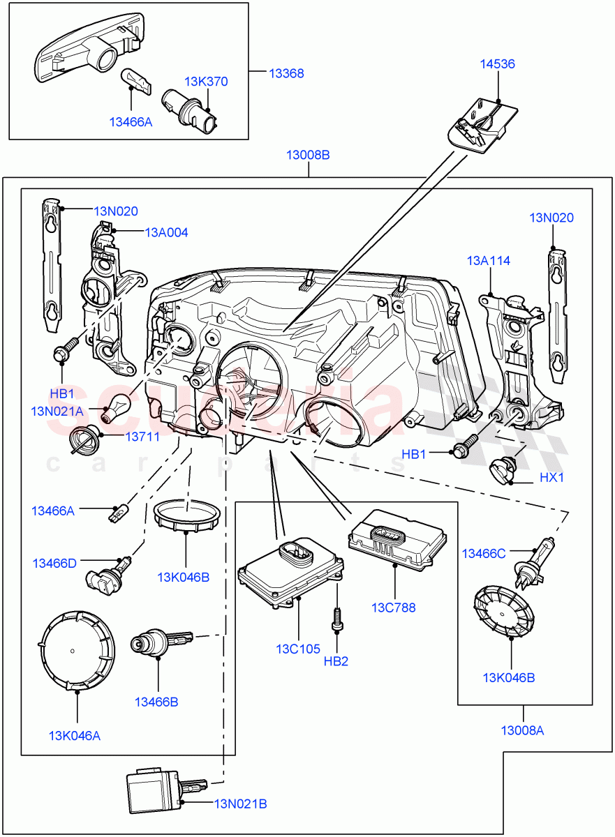 Headlamps And Front Flasher Lamps ((V) TO9A999999) of Land Rover Land Rover Range Rover Sport (2005-2009) [4.4 AJ Petrol V8]